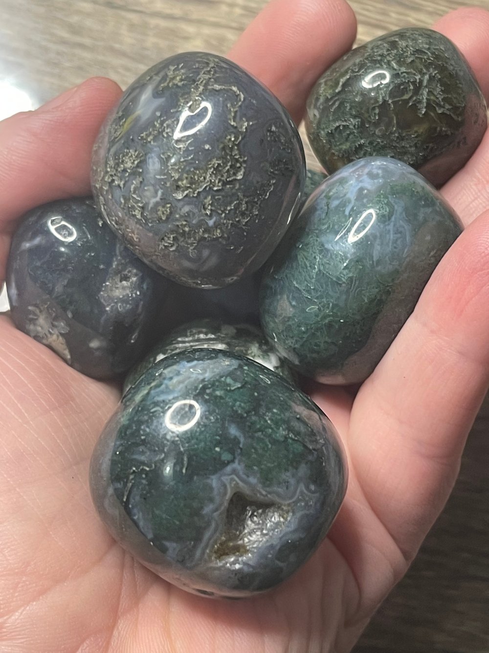 Image of Large moss agate tumbles 