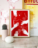 Jeu de mains - Linogravure originale en édition limitée format A4