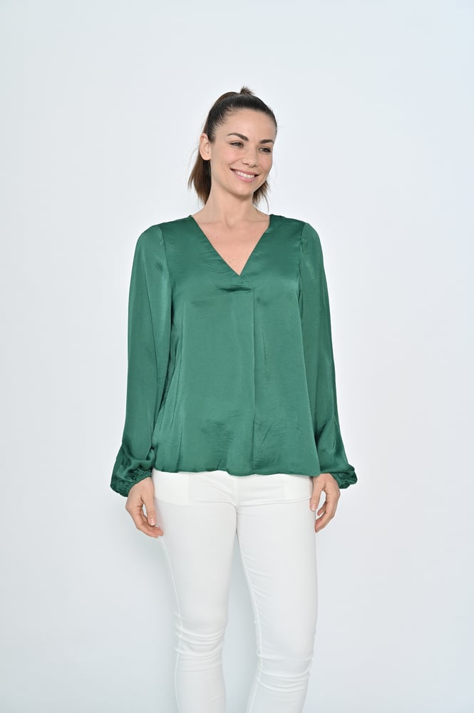 Image of Penny Satin Look Top - green