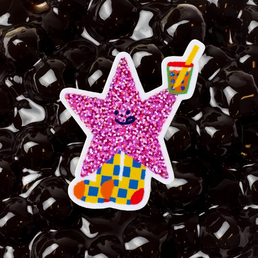 Image of I ♡ Boba! Cute Star Glitter Sticker