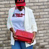 Image 1 of Red/Red or White/Red Quilted Clutch/Purse