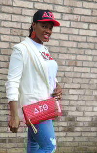 Image 2 of Red/Red or White/Red Quilted Clutch/Purse
