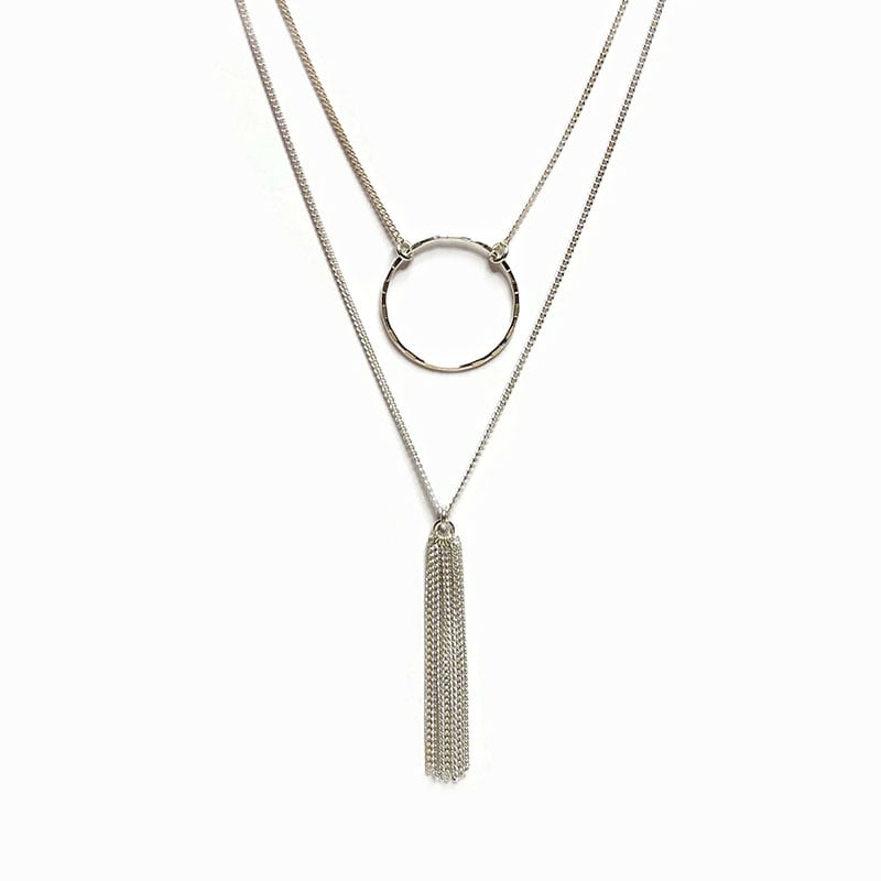 Image of Collier double rang argent