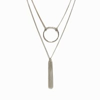 Image 1 of Collier double rang Argent cercle pompon