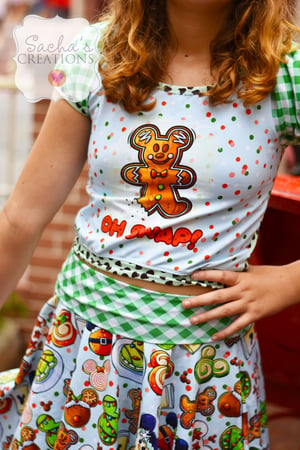 Image of Mouse Holiday Crop Top & Skater Skirt Set 