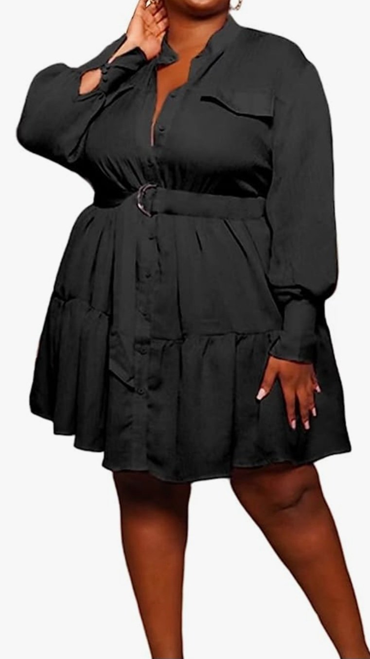 Image of 5XL Button Down Shirts Long Sleeve Dress