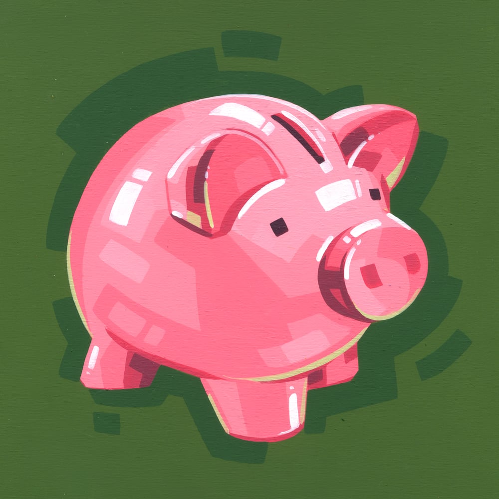 Piggy Bank - Original 8" Painting