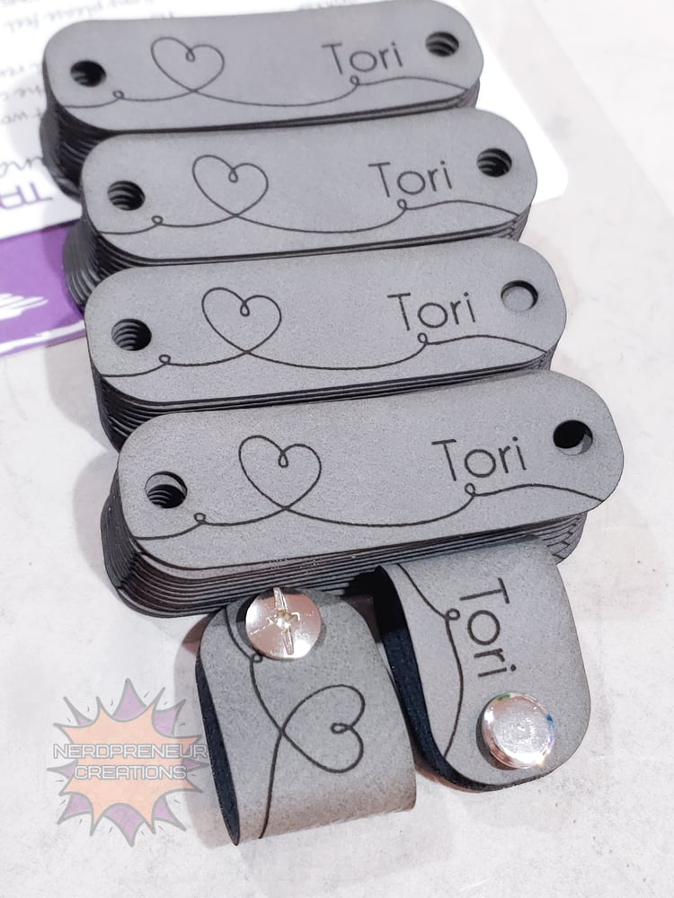 Image of BULK 2.75x0.85 Custom Logo Chicago Screw Fold Over Tags