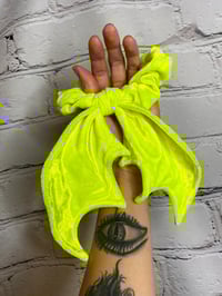 Image 3 of Amarillo Pollito Bat Wing Scrunchie ready to ship