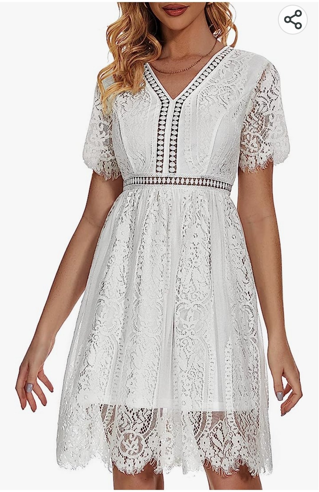 Image of Women's V Neck Floral Lace Dress
