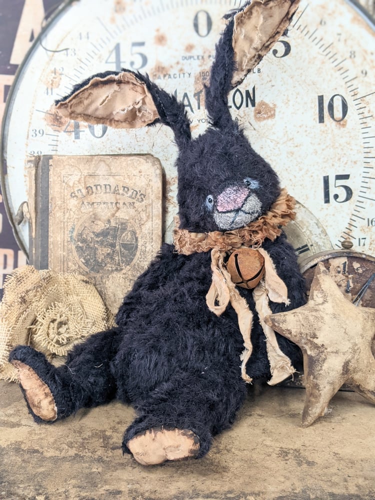 Image of RARE Jumbo - 19" - Vintage style BLACK MOHAIR Rabbit / HARE  -Whendi's Bears..