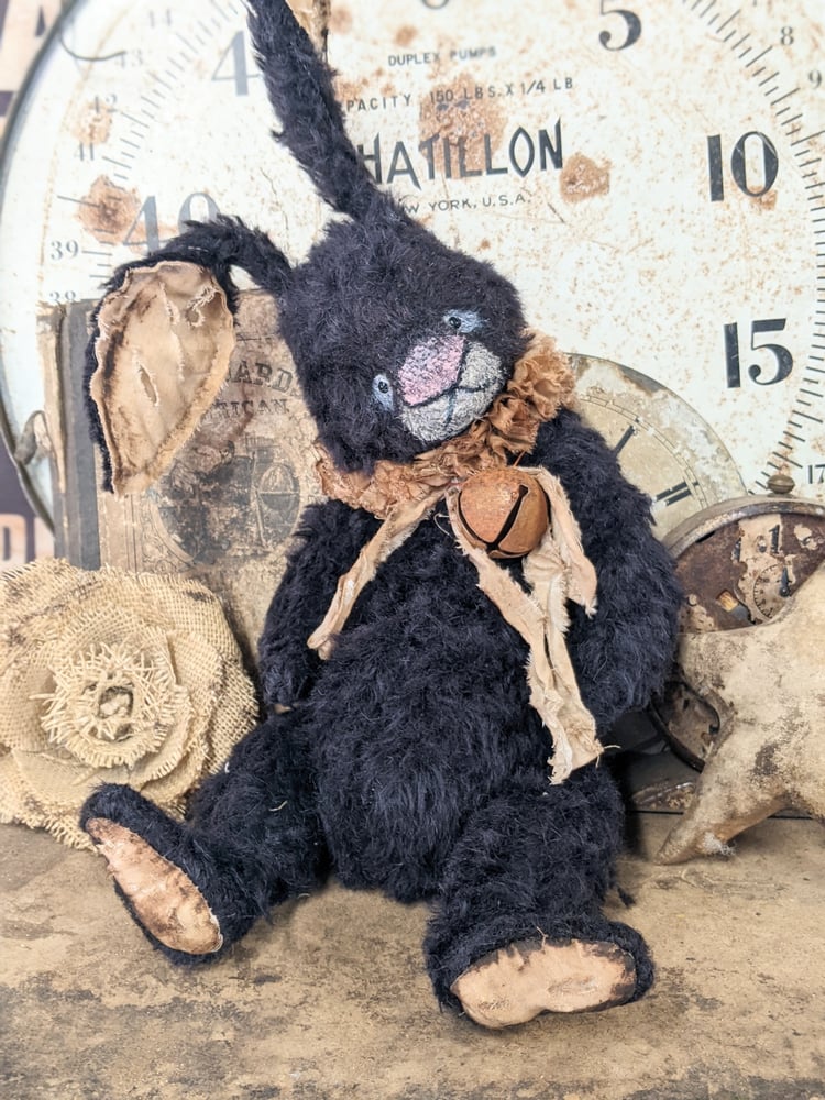 Image of RARE Jumbo - 19" - Vintage style BLACK MOHAIR Rabbit / HARE  -Whendi's Bears..