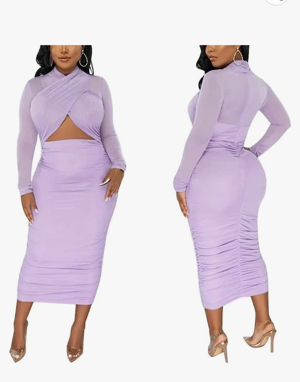 Image of Large Sexy Criss Cross Halter Neck Mesh See Through Dress