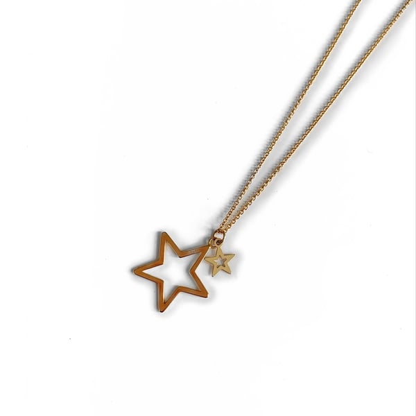 Image of Gold Double Star Necklace 