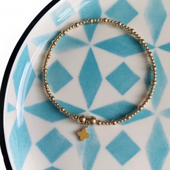 Image of Gold Clover Charm Bracelet 