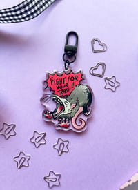 Image 3 of Fight for your Trash! - Possum Acrylic Keychain and Acrylic Pin