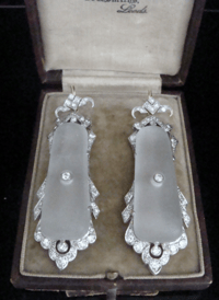 Image 1 of ART DECO EDWARDIAN 18CT PLATINUM OLD CUT DIAMOND AND ROCK CRYSTAL EARRINGS