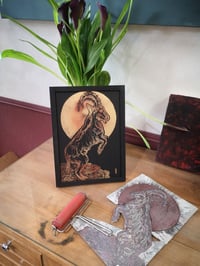 Image 3 of LINOCUT Golden goat A4