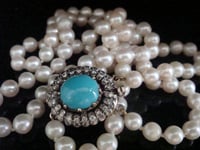 Image 1 of EDWARDIAN 18CT ANTIQUE TURQUOISE DIAMOND CULTURED PEARL NECKLACE