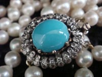 Image 2 of EDWARDIAN 18CT ANTIQUE TURQUOISE DIAMOND CULTURED PEARL NECKLACE