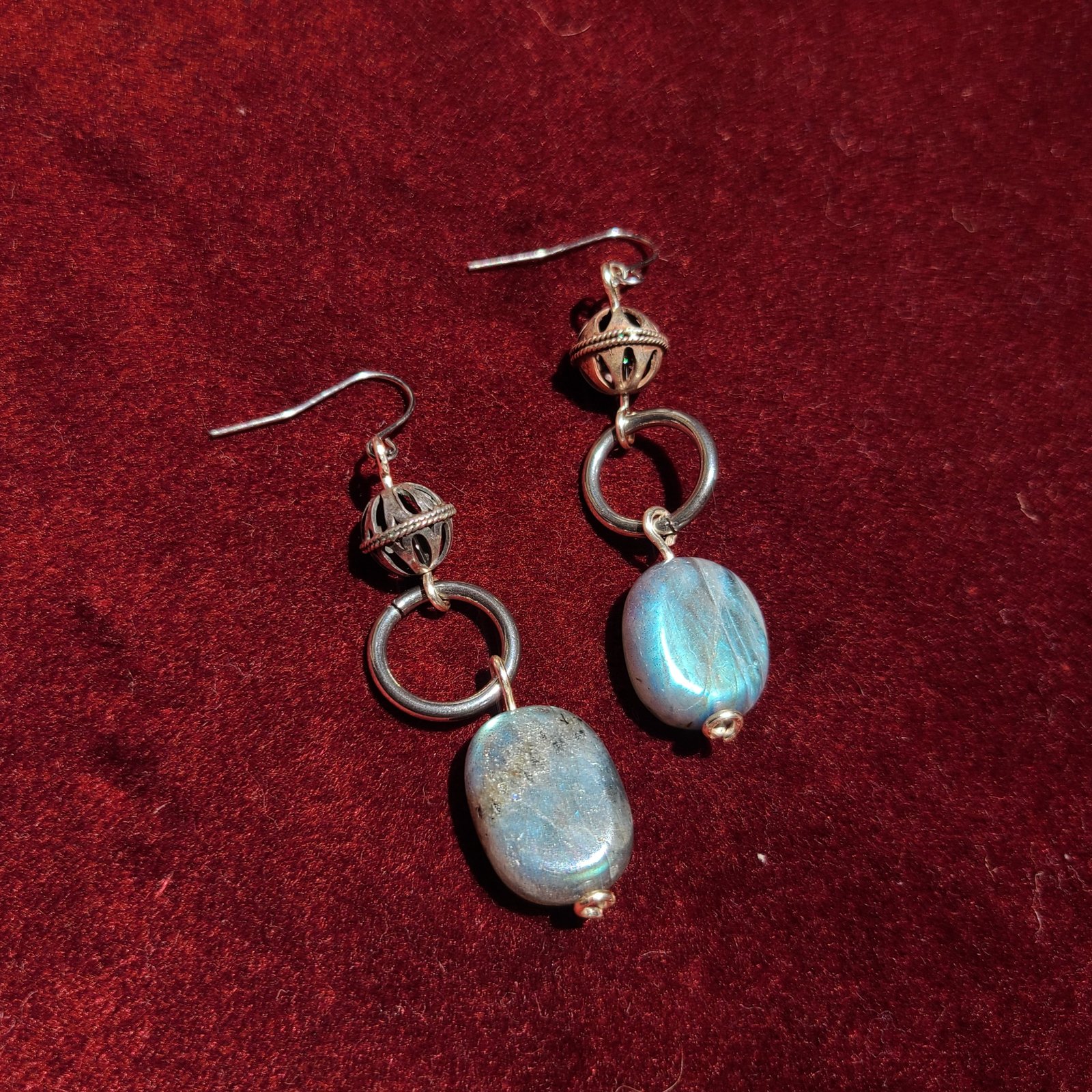 Vintage silver & store bead earrings