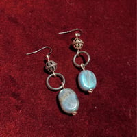 Image 2 of Silver Vintage Bead Earrings w/ Labradorite 