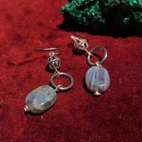 Image 1 of Silver Vintage Bead Earrings w/ Labradorite 