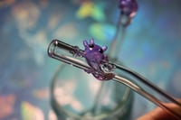 Image 2 of Lilac Purple Axolotl Glass Straw + Stir Stick Set