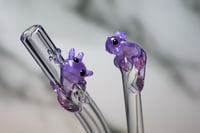 Image 1 of Lilac Purple Axolotl Glass Straw + Stir Stick Set