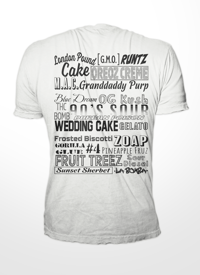 Image 1 of Strain Name T-shirt White With Black Print