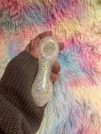 Image 5 of White Diamonds Freezable Glitter Glass Smoking Bowl  Color Changing Pipe