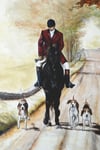Original Equestrian Fox Hunting and Hounds oil painting by Sue Kelleher