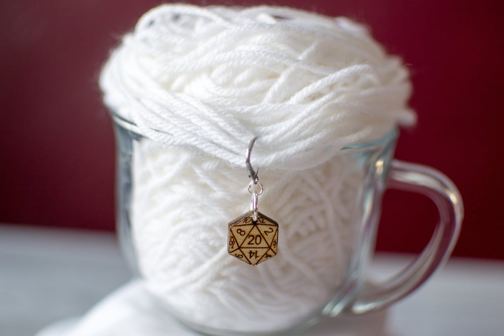 Image of D20 Wooden Stitch Marker