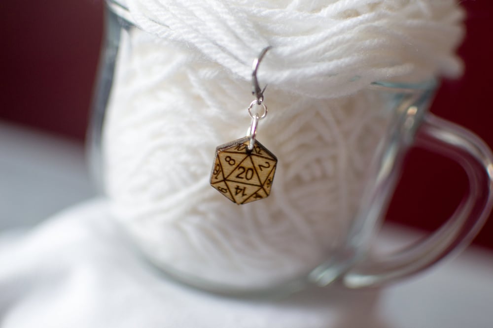 Image of D20 Wooden Stitch Marker
