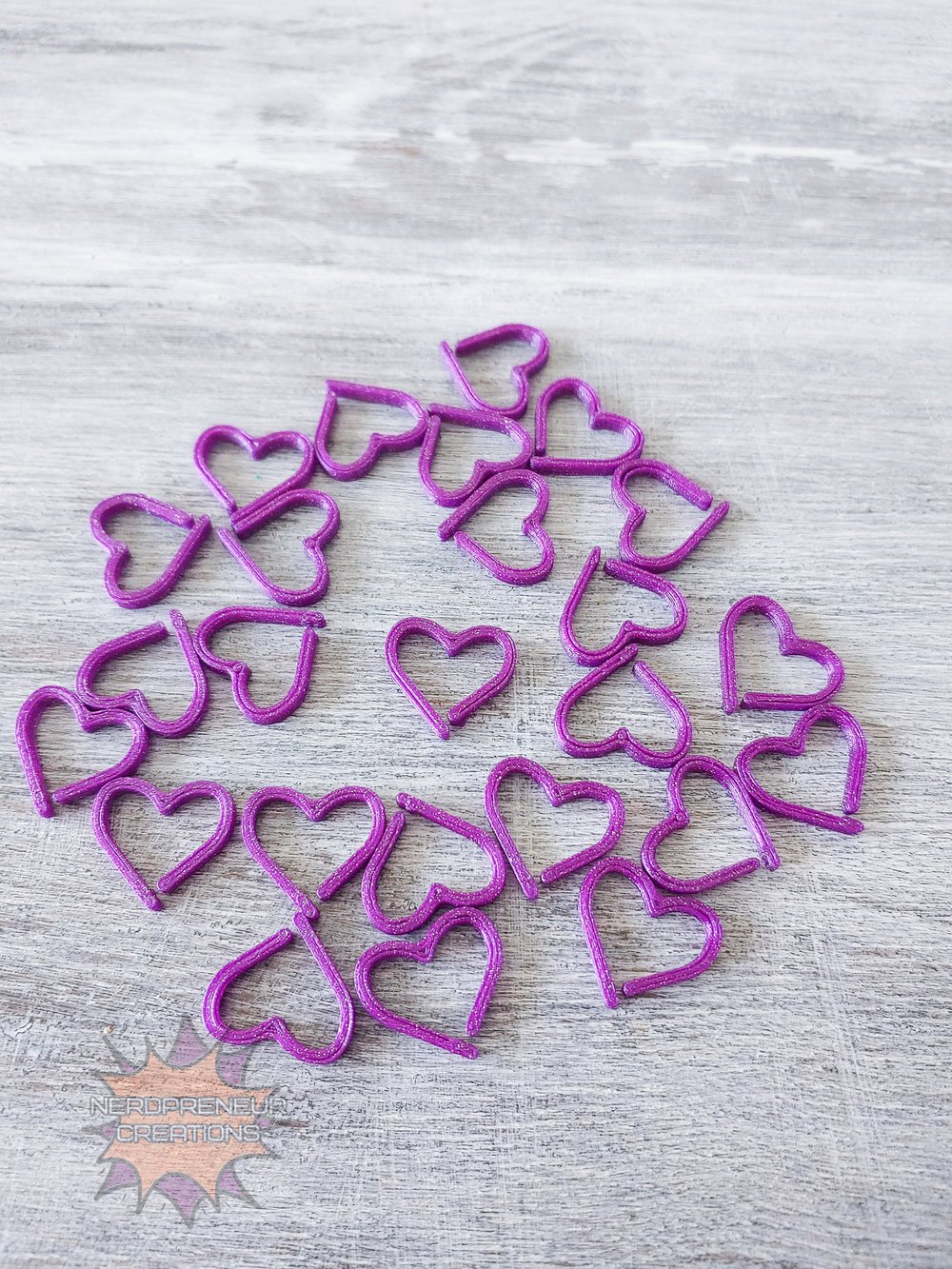 Image of 12 Pack Heart Stitch Markers - 3D Printed Progress Keepers for Crochet and Knitting