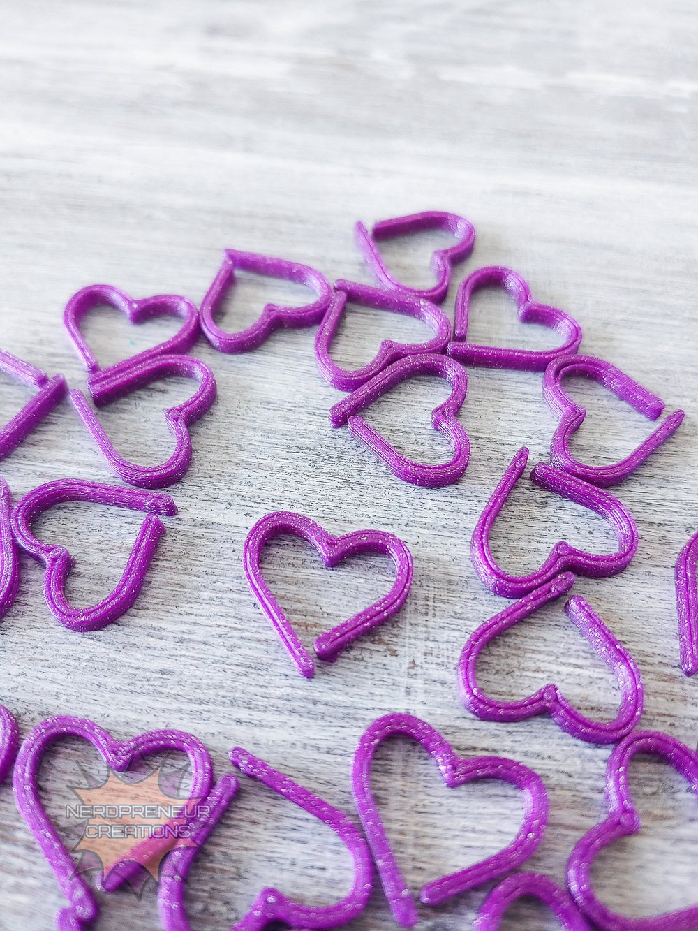 Image of 12 Pack Heart Stitch Markers - 3D Printed Progress Keepers for Crochet and Knitting