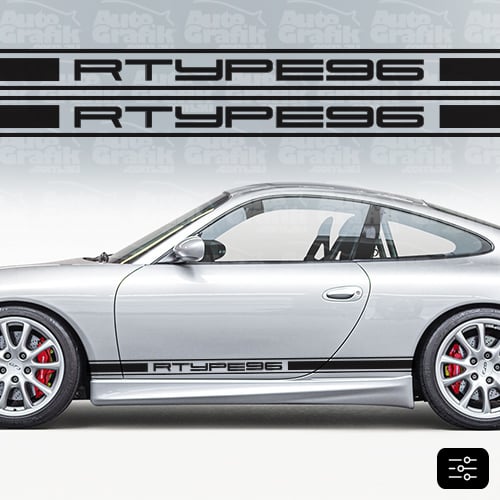 Auto Grafik Decals — R TYPE 996 SIDE SCRIPT DECAL SET - YOUR CUSTOM TEXT