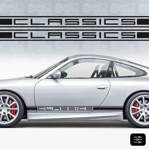 Image of CLASSIC-S TYPE 996 SIDE SCRIPT DECAL SET - YOUR CUSTOM TEXT