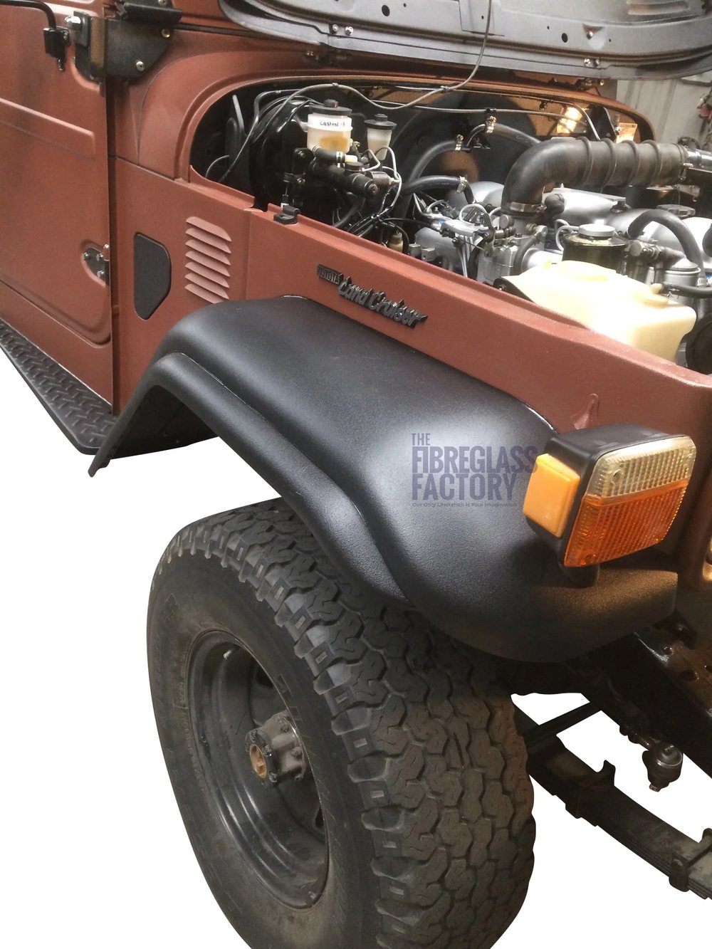 Image of 40 Series Front and Rear Fibreglass Flares 60mm wide + Fitting Kit