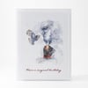 Magical Train Birthday Card - Handmade Greeting Card with Owl Art and Steam Express for Magical Boy