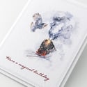 Magical Train Birthday Card - Handmade Greeting Card with Owl Art and Steam Express for Magical Boy
