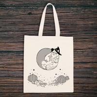 Image 2 of Witch Cat Tote Bag