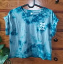 Image 1 of BATIK SHIRT | UNIKAT | M | "EAT THE RICH" | Crop Top | DIY | petrol | 161 | fuck the system | fair