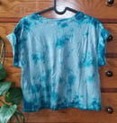 Image 2 of BATIK SHIRT | UNIKAT | M | "EAT THE RICH" | Crop Top | DIY | petrol | 161 | fuck the system | fair