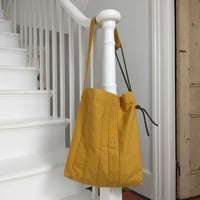 Image 1 of One-of-a-kind Patchwork Canvas Shoulder Bag, Quality Upcycled Fabric Remnants. Ochre 003
