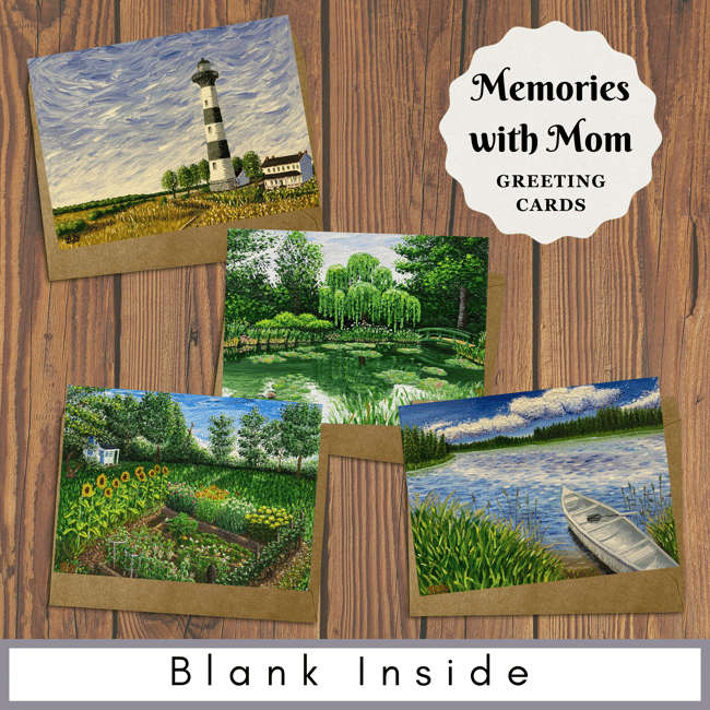 Memories with Mom Scenery Greeting Cards Set (Pack of 8)