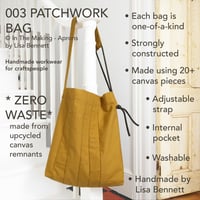 Image 2 of One-of-a-kind Patchwork Canvas Shoulder Bag, Quality Upcycled Fabric Remnants. Ochre 003
