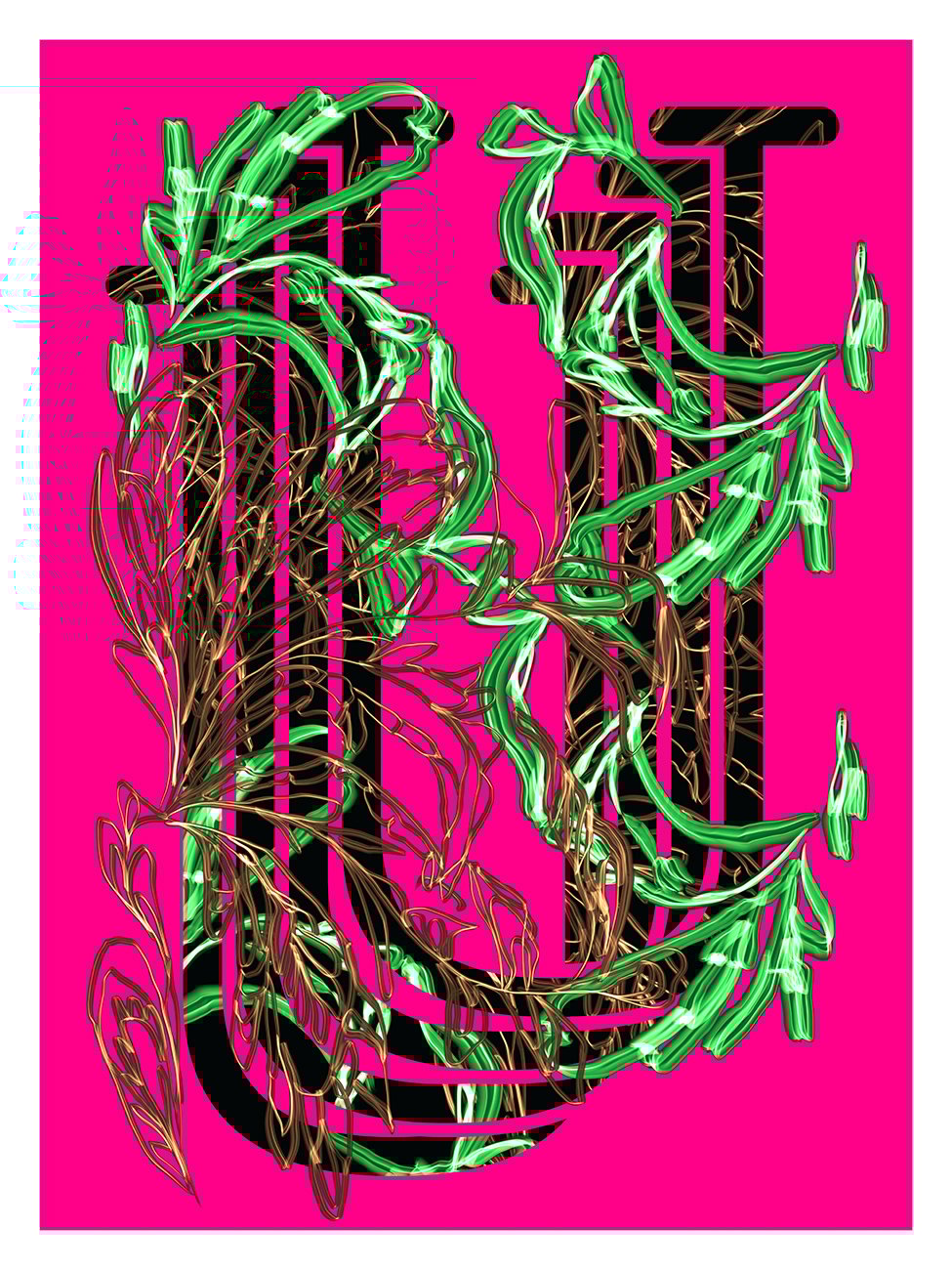 LETTER U – MAGENTA > 12 x 18 high-end print – numbered and signed – 3 sizes available 
