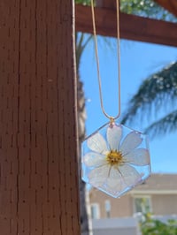 Image 1 of Elegant Dried Pressed Flower Necklace.