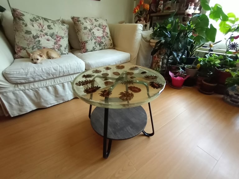 Real Pinecone Custom Resin  End Table Image 5